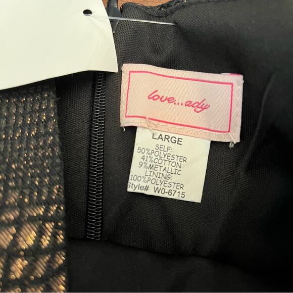 Love...Ady Fit and Flare Dress Black Gold Large - Picture 2 of 16